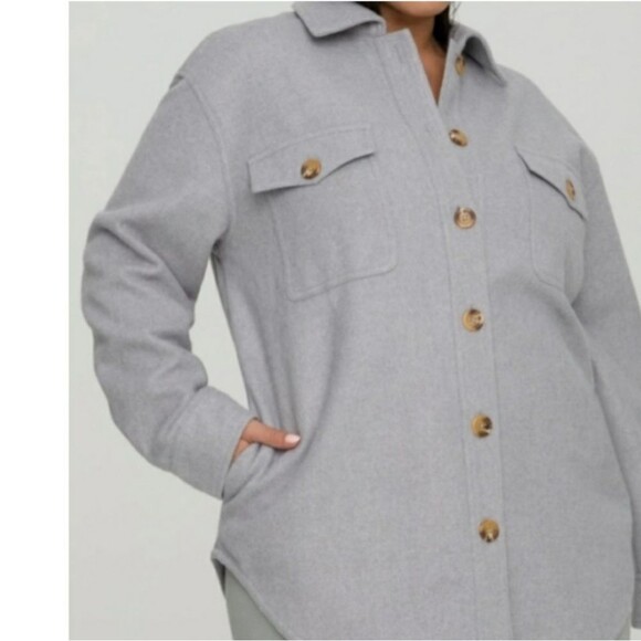 Good American Dusty Quarry Solid Oversized Shacket Women's Size 7/8 - Picture 6 of 16